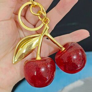 Gold Heart Cherry Keychain